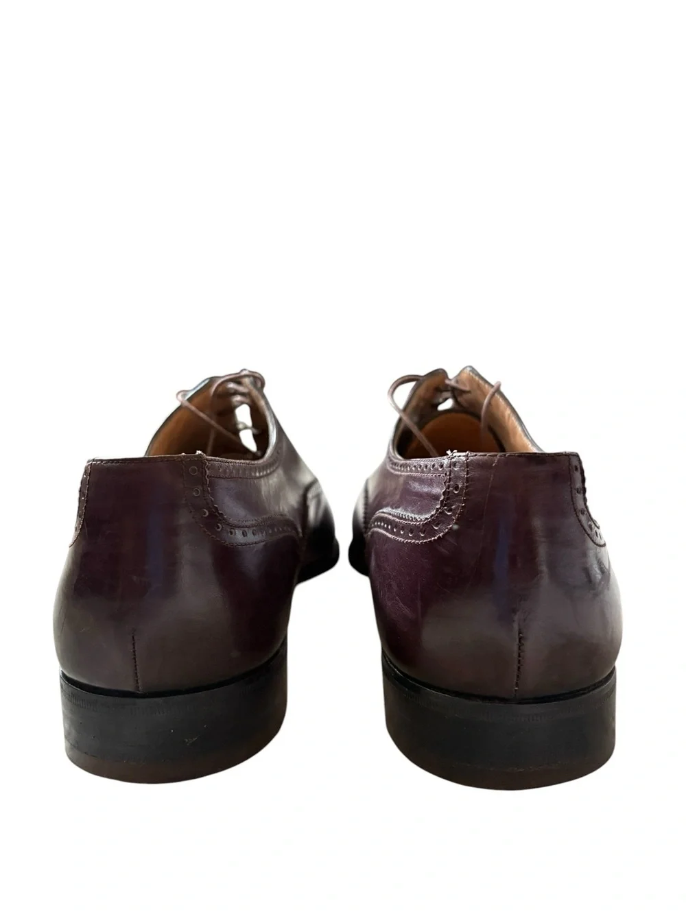 Salvatore Ferragamo Lavorazione Artigiana Burgundy Leather Cap Toe Oxfords